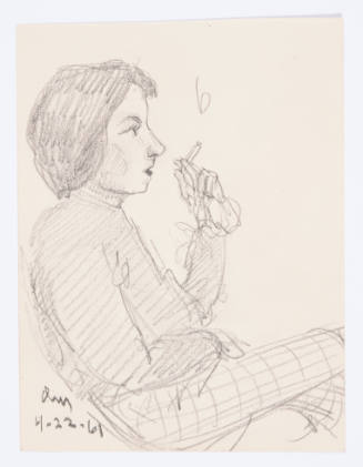 Title unknown (woman in plaid pants smoking)