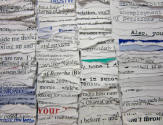 Miki A. Baird, ... don't throw this envelope away (detail), 2015, 117 1/4 x 20 in., Kansas Stat…