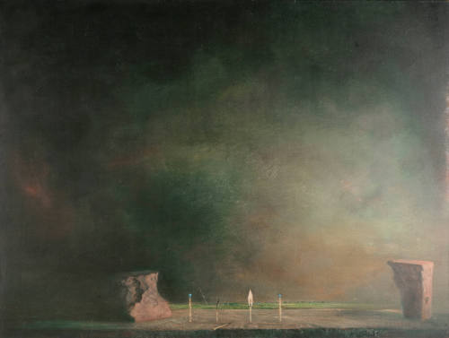 David Melby, Witness to the Silent Mystery of Light, 1986, oil on canvas, 36 x 48 in., Kansas S…