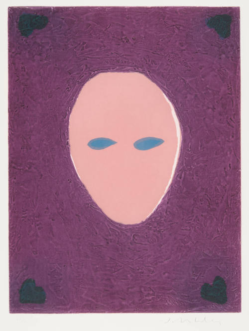 Fritz Scholder, Mask of a Mystery Woman, 1982, etching, 22 1/4 x 16 1/4 in., Kansas State Unive…