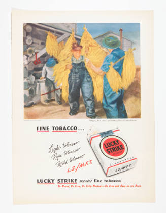 Advertisement for Lucky Strike featuring David Stone Martin's Mightly Fine Leaf