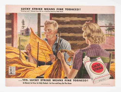 Advertisement for Lucky Strike featuring Peter Hurd's Grading Leaf