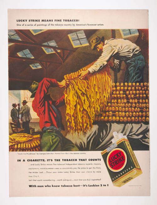 Advertisement for Lucky Strike featuring Georges Schreiber's Inside the Warehouse