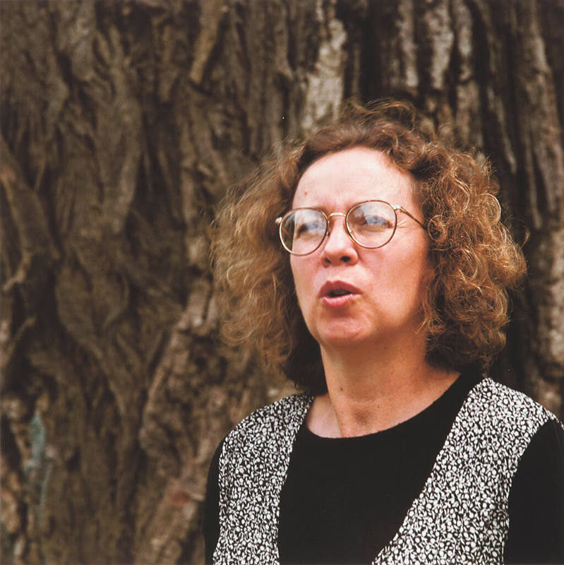 Denise Low (poet), by the Kansas River, downtown, Lawerence, Kansas, November 19, 1993