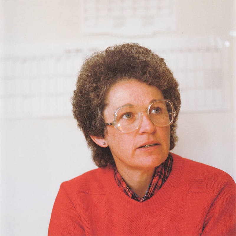 Kathleen Kuchar (painting professor, Fort Hays State University), inside Kren home, Bertrand street, Manhattan, Kansas, January 1988