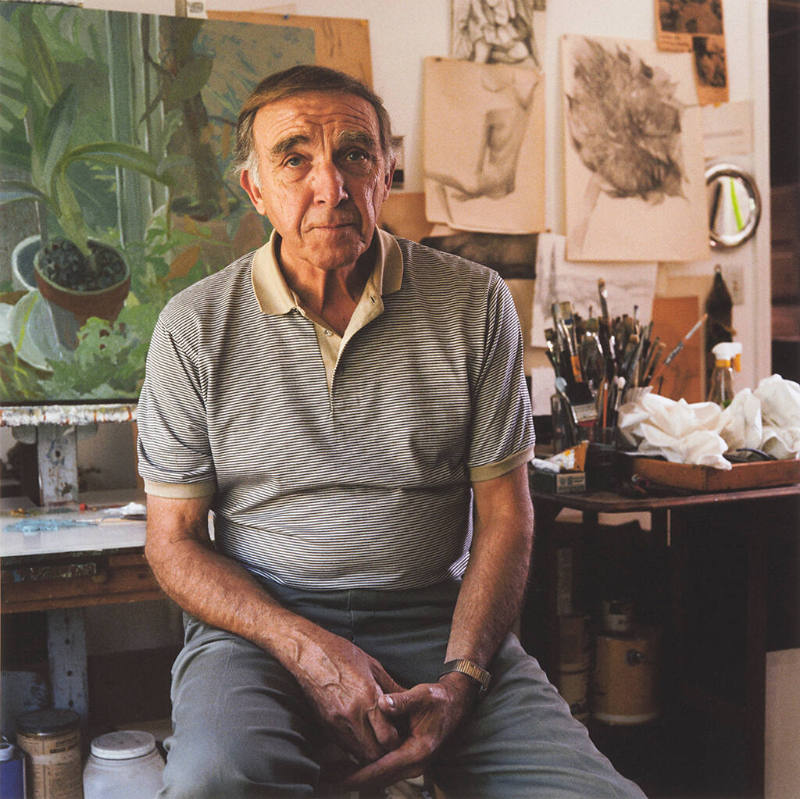 Tom Russell (painting and drawing professor, Baker University), in his studio, Grove Street, Baldwin, Kansas, March 8, 1983