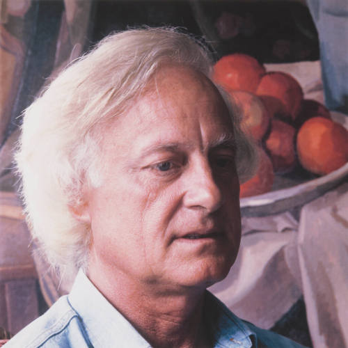 Wilbur Niewald (painting professor, Kansas City Art Institute), in his studio, Kansas City Art Institute, September 17, 1982