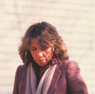 Gloria Vando Hickok (editor and publisher, Helicon Nine), backyard, Kren home, Bertrand Street, Manhattan, Kansas, February 25, 1982