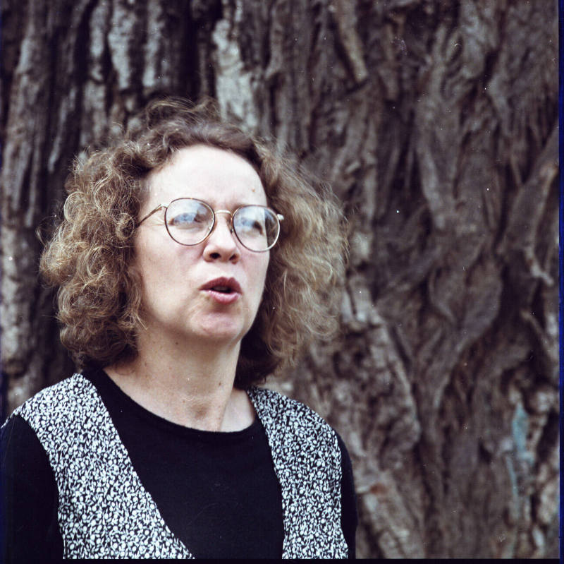 Denise Low (poet), by the Kansas River, downtown, Lawerence, Kansas, November 19, 1993