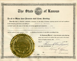 Certificate of Appointment- Charles Marshall, state architect