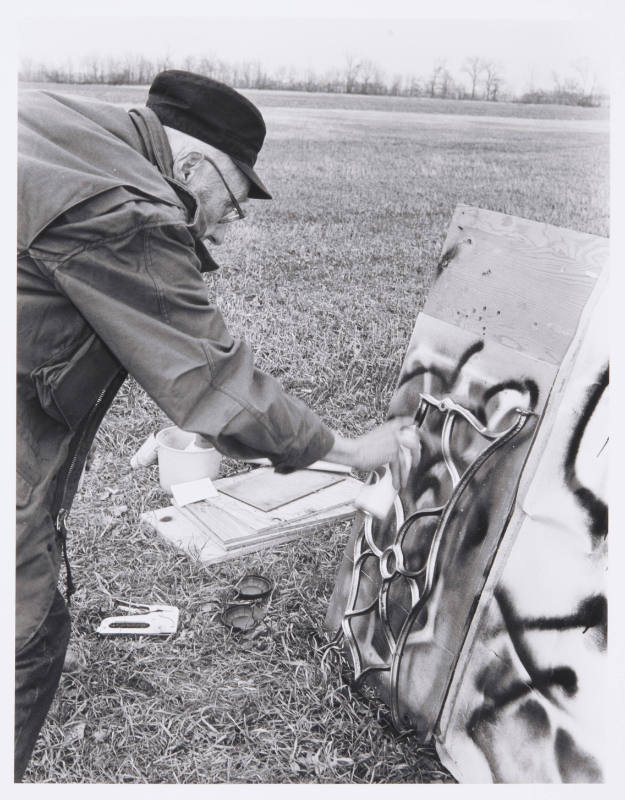 Spray Painting a Panel, Wakarusa Flats, February 17, 1994