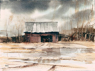 Jim Hagan, Title unknown (rainy day), late 20th century, watercolor, 9 x 12 1/8in, Kansas State…