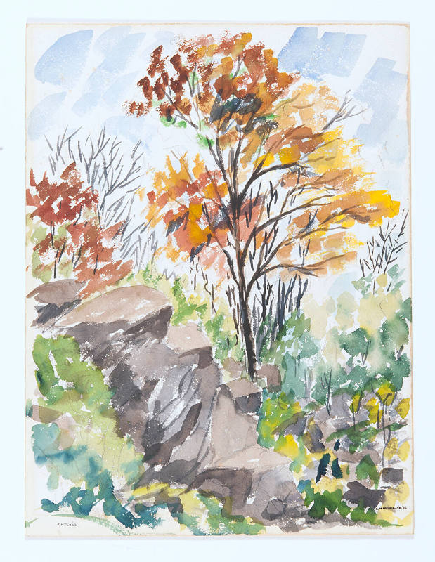 Charles Marshall Jr., Rocks and Trees, NJ, 1962, watercolor on paper, 16 x 12 1/4 in., Kansas S…