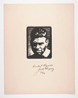 Herschel C. Logan, The Fighter (Jack Dempsey), 1931, woodcut, 5 x 3 15/16 in., Kansas State Uni…