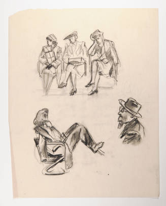 Title unknown (two figure sketches, waiting room)
