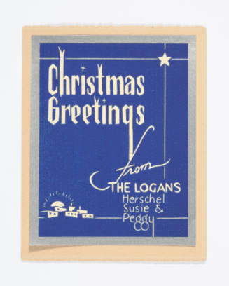 Herschel C. Logan, Christmas Greetings from the Logans (Christmas card), mid 20th century, lino…