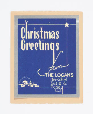 Herschel C. Logan, Christmas Greetings from the Logans (Christmas card), mid 20th century, lino…