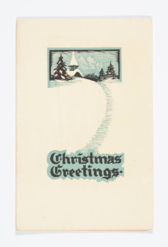 Herschel C. Logan, Christmas Greetings (Christmas card), ca. 1925, woodcut, 5 x 2 3/4 in., Kans…