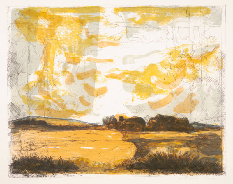 Oscar Vance Larmer, Flint Hills- Sunset, 1984, lithograph, 18 x 22 1/4 in., Kansas State Univer…