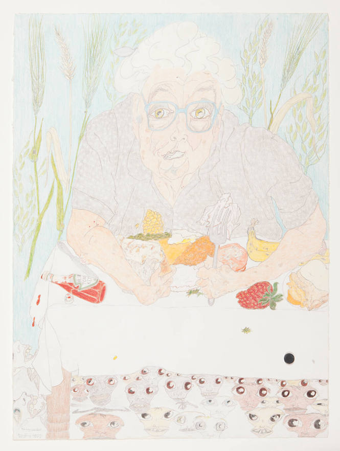 Elizabeth Layton, Hunger, 1985, colored pencil with graphite, 30 x 22 1/4 in., Kansas State Uni…