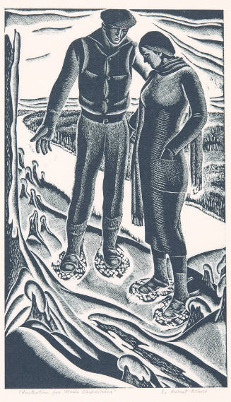 No. 8 — Maria and Boy Wearing Snow Shoes, Standing in Snow