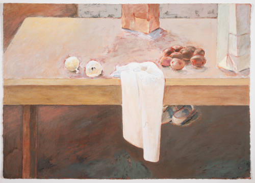 Table with White Cloth and Potatoes