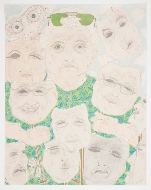 Elizabeth Layton, Masks, 1978, colored pencil and graphite, 28 x 22 in., Kansas State Universit…