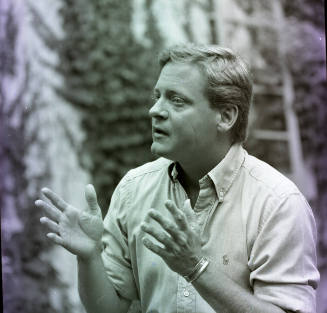Don Lambert (arts advocate), backyard, Kren home, Betrand Street, Manhattan, Kansas, July 18, 1985