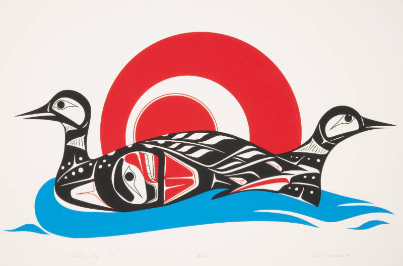 Robert E. Sebastian, Northern Song- Loons, 1984, screenprint, 10 1/2 x 20 1/2 in., Kansas State…