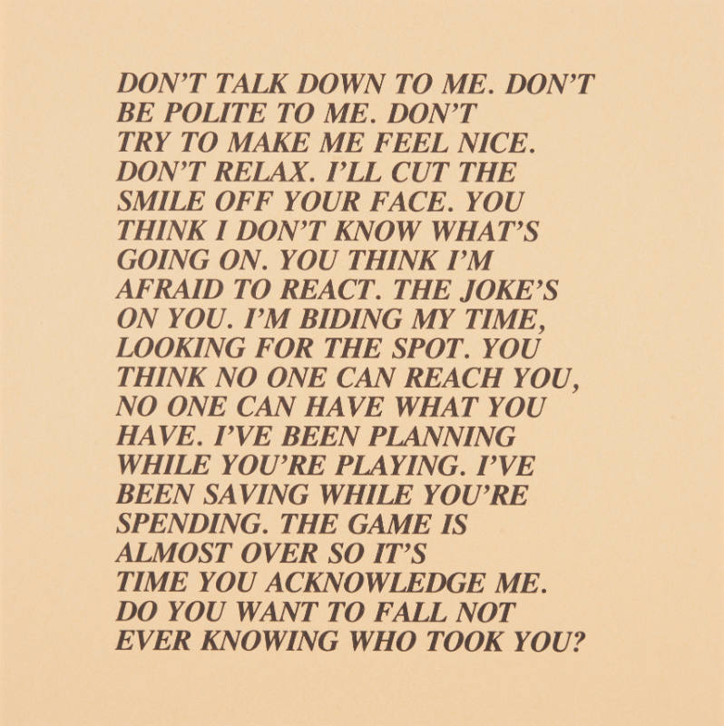 Jenny Holzer, Inflammatory Essays, 1979-82, printed 1996, screenprint on color paper, Kansas St…