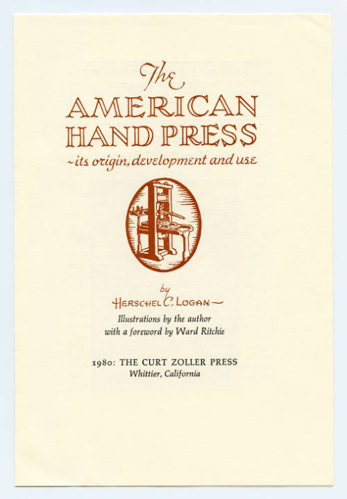 The American Hand Press brochure, envelope, and typewritten note