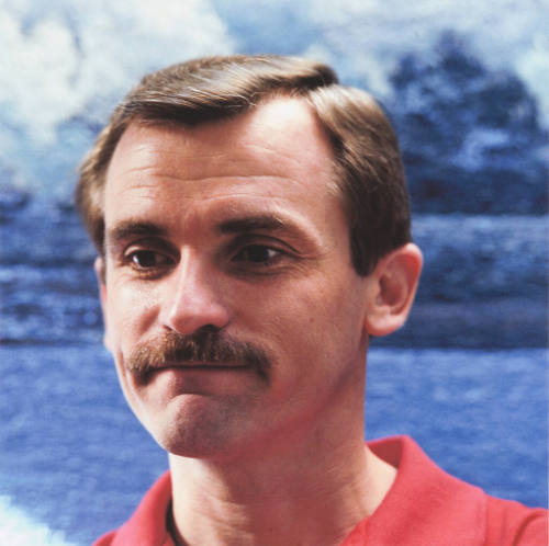 Ronald Christ (painting professor, Wichita State Univeristy), in his studio, McKnight Art Center, WSU, July 15, 1980