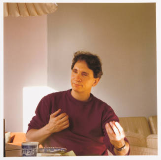 Michael Meyers (artist and professor, School of the Art Institute of Chicago), in his apartment, Grand Street, Chicago, December 30, 1984
