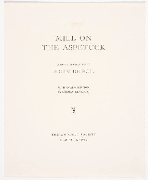 Mill on the Aspetuck (print folio cover)