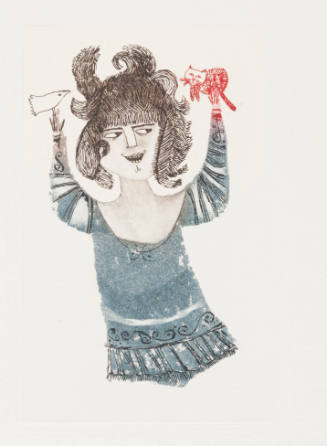 Untitled (lady holding bird and cat)