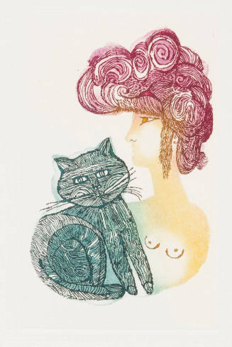 Untitled (lady in profile with cat)
