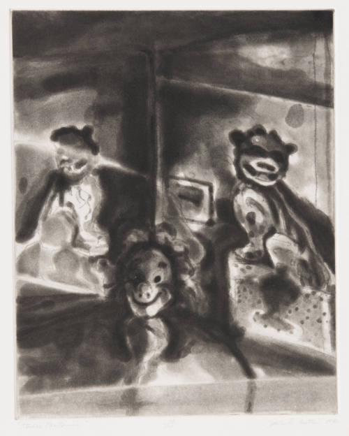 James Butler, Studio Pantomime, 1980, Spit-bite aquatint on paper, 10 x 8 inches, Kansas State …