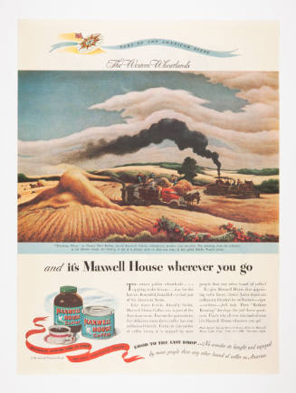 Advertisement for Maxwell House featuring Thomas Hart Benton's Threshing Wheat