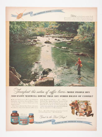 Advertisement for Maxwell House featuring C. Ivar Gilbert's Fishing