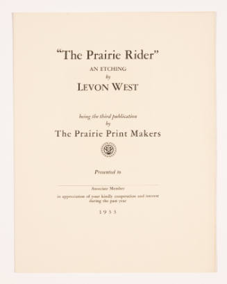 "The Prairie Rider" pamphlet