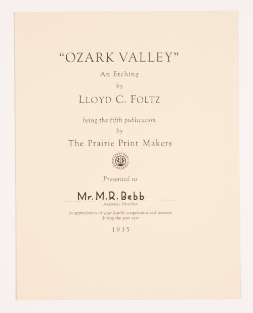 "Ozark Valley" pamphlet