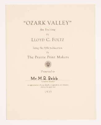 "Ozark Valley" pamphlet