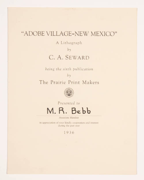 "Adobe Village-New Mexico" pamphlet