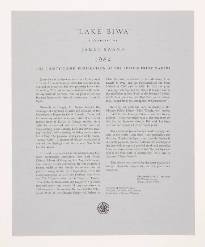 "Lake Biwa" leaflet