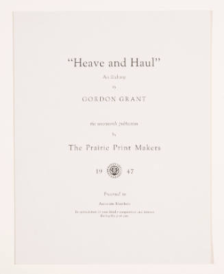 "Heave and Haul" pamphlet