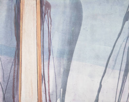 Oscar Vance Larmer, title unknown (drip painting), 1973, acrylic on untreated canvas, 40 x 50 1…