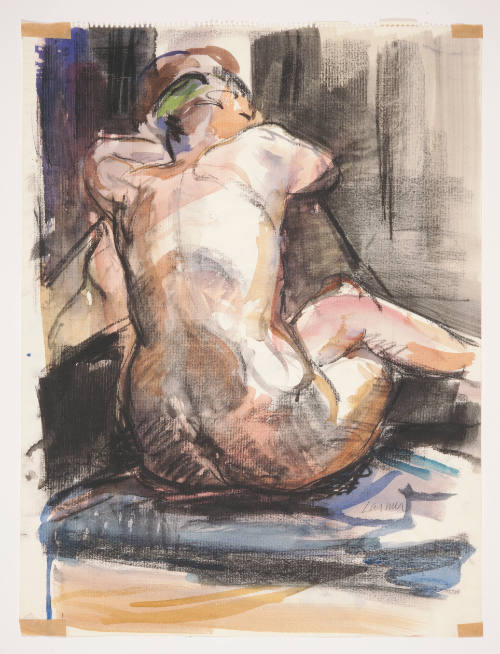 Oscar Vance Larmer, Figure, ca. 1982, watercolor with charcoal, 23 7/8 x 17 3/4 in., Kansas Sta…