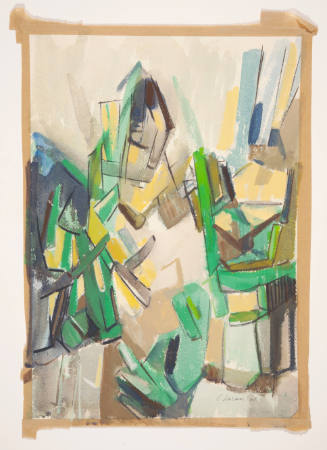 Title unknown (abstraction in green) (recto) and title unknown (train depot) (verso)