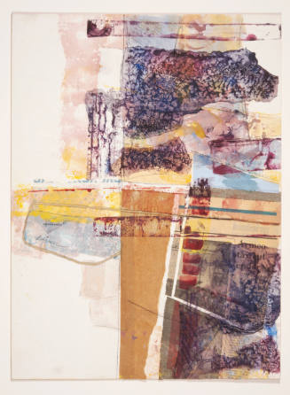 Oscar Vance Larmer, title unknown (collage in purple and orange), ca. 1965, collage with waterc…