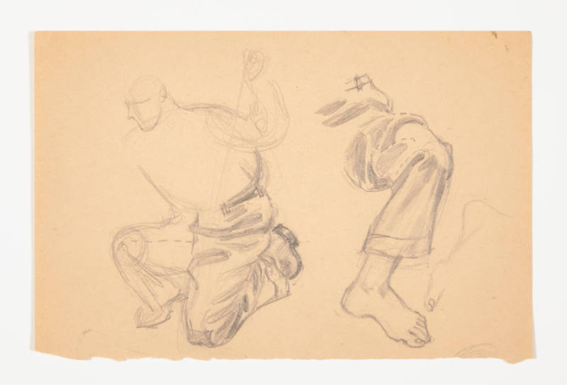 Study of a kneeling figure and bent knee